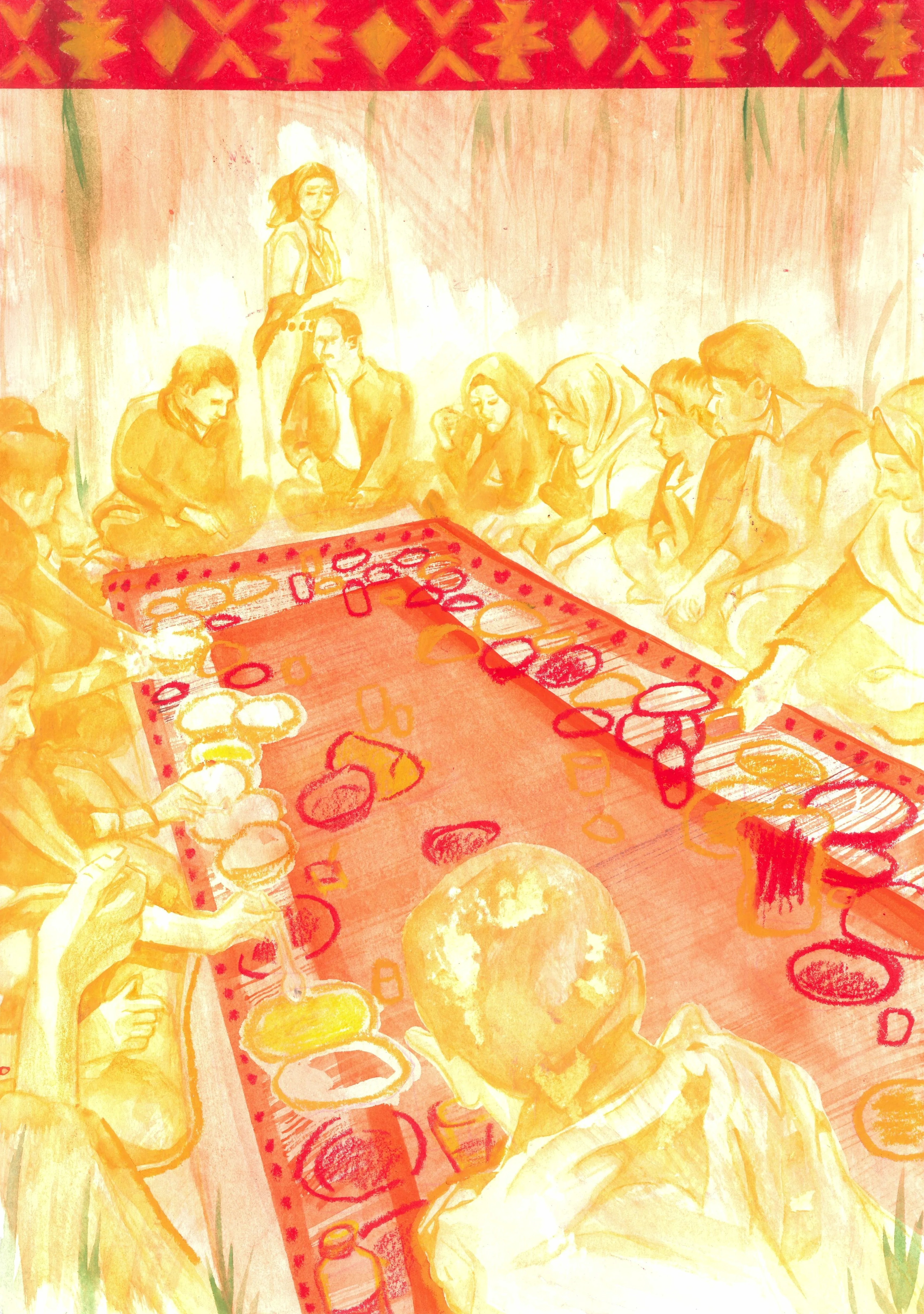 Eating on carpet